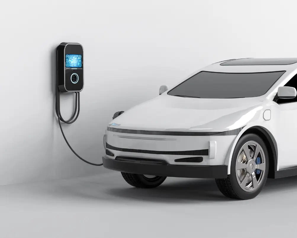 Punto de carga en un garaje para vechiculos electricos