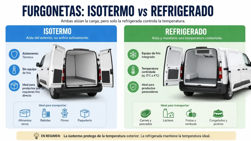 Mejor furgoneta para fruterías y verdulerías 2026 Furgonetas isotermo vs refrigeradas