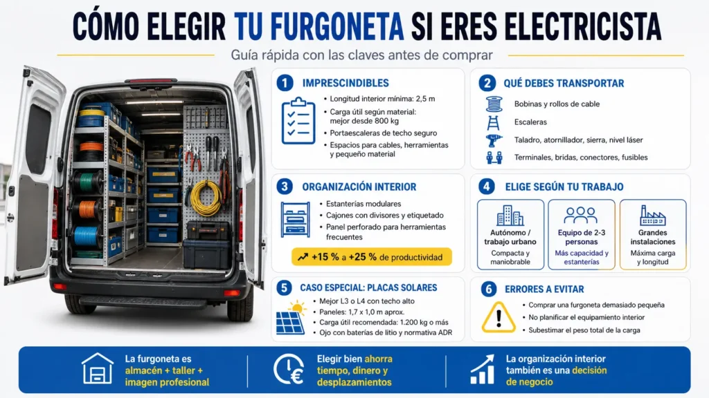 Como organizar tu furgoneta si eres electricista mejor furgoneta para electricistas de 2026